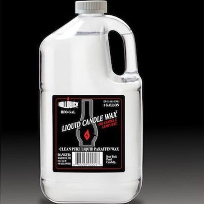 Clear plastic one-gallon jug of liquid candle wax fuel with black label featuring red flame icon, ideal for Lamps & Lighting, Parts and Accessories, Lamp and Lantern Fuel, Best Sellers, and Promo Eligible collections.