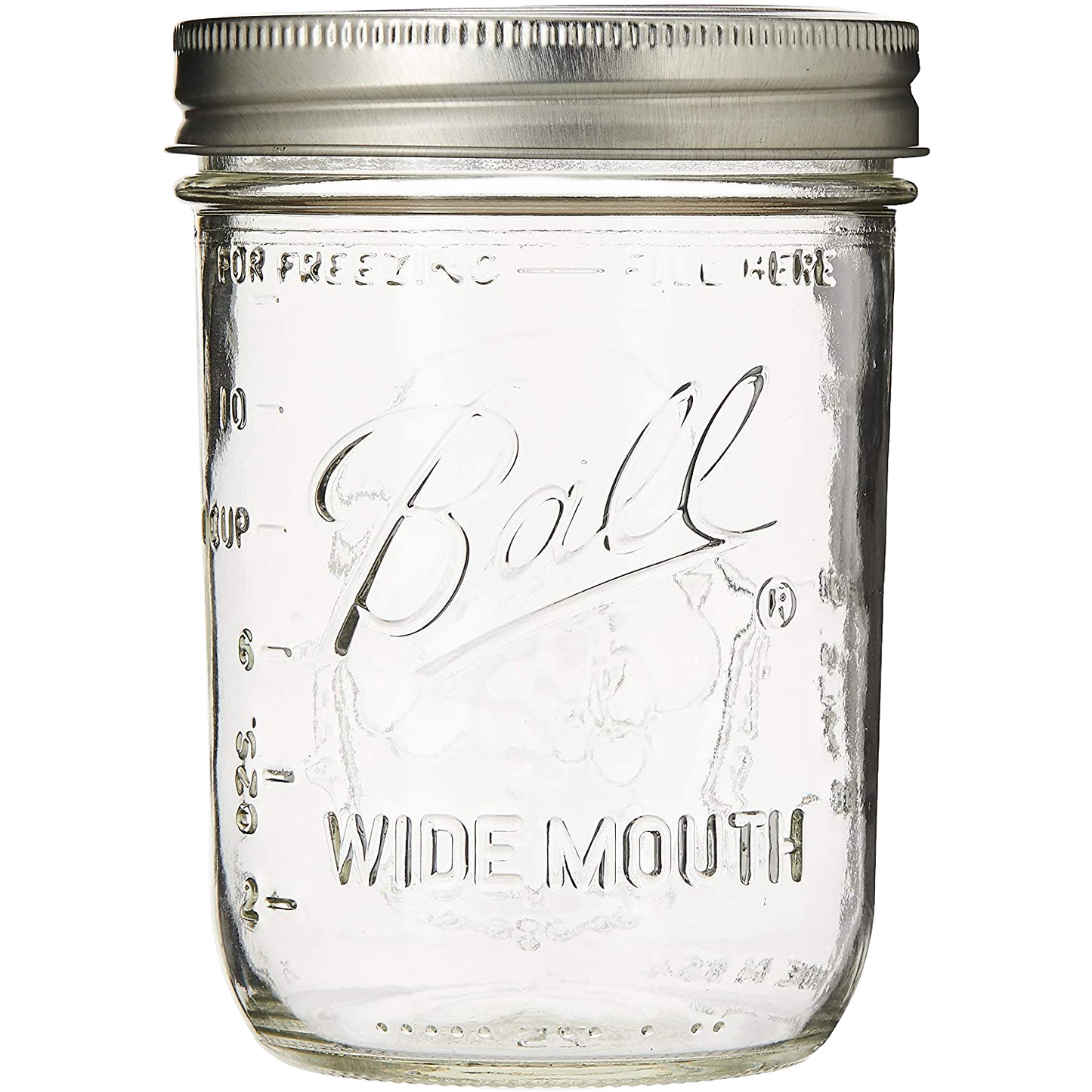 Clear handcrafted wide-mouth pint jar with metal lid, made in USA, suitable for Kitchen & Food, Food Preservation, Canning, and Canning Jars and Accessories collections.
