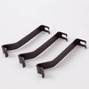 Set of three black steel spring mount clips measuring 2-3/4 inches long by 3/8 inch wide, designed for securing 14-inch parchment shades on hanging lamp frames, featured in Lamps & Lighting, Parts and Accessories, Shade Rings and Holders, Best Sellers, and Promo Eligible collections.