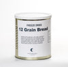 Cylindrical metal can of handcrafted freeze-dried 12-grain bread with simple white label, suitable for Kitchen & Food, Food, Freeze Dried, USA Made, Best Sellers, and Promo Eligible collections.