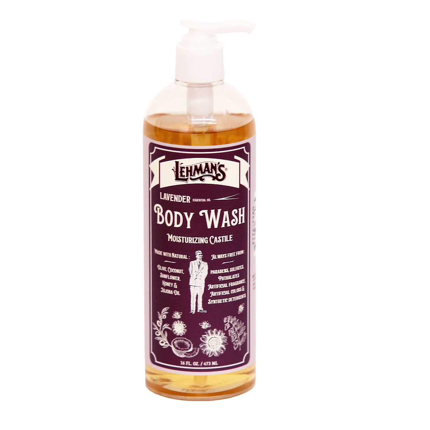 Handcrafted moisturizing castile body wash in lavender scent with natural plant-based oils including olive and jojoba, made in USA, featured in Health & Wellness, Grooming and Personal Hygiene, Soaps, and Best Sellers collections.