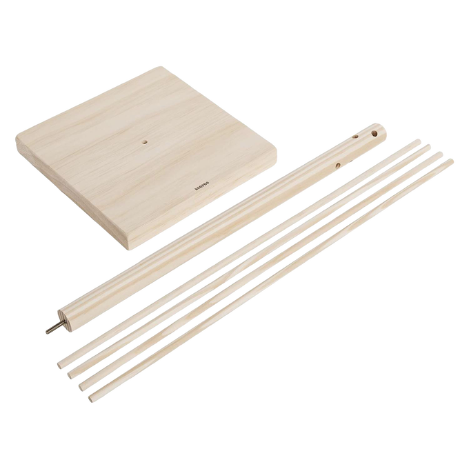 Disassembled handcrafted wooden pasta drying rack made from eco-friendly rubberwood, designed for easy storage and ideal for Kitchen & Food, Food Preservation, and Drying collections.