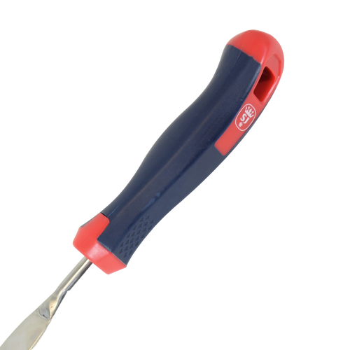 Spear & Jackson Select stainless patio knife with slim blade and ergonomic blue and red bi-material handle, designed for moss removal between pavers, part of Farm, Garden & Tool, Garden Accessories, Lawncare, Best Sellers, and Promo Eligible collections.