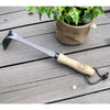 Handcrafted Bio Onion Hoe with a sharpened forged boron steel blade and smooth wooden handle, ideal for precise digging and cultivating in farm, garden, and tool collections.