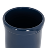 Close-up of a handcrafted, navy blue stoneware crock with food-safe glaze, ideal for Kitchen & Food, Food Preservation, and Fermenting and Pickling collections, made in the USA.