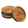 Set of three stackable wooden storage lids made from acacia wood with airtight seals, featuring engraved branding; ideal for kitchen storage and pantry organization in best sellers collections.