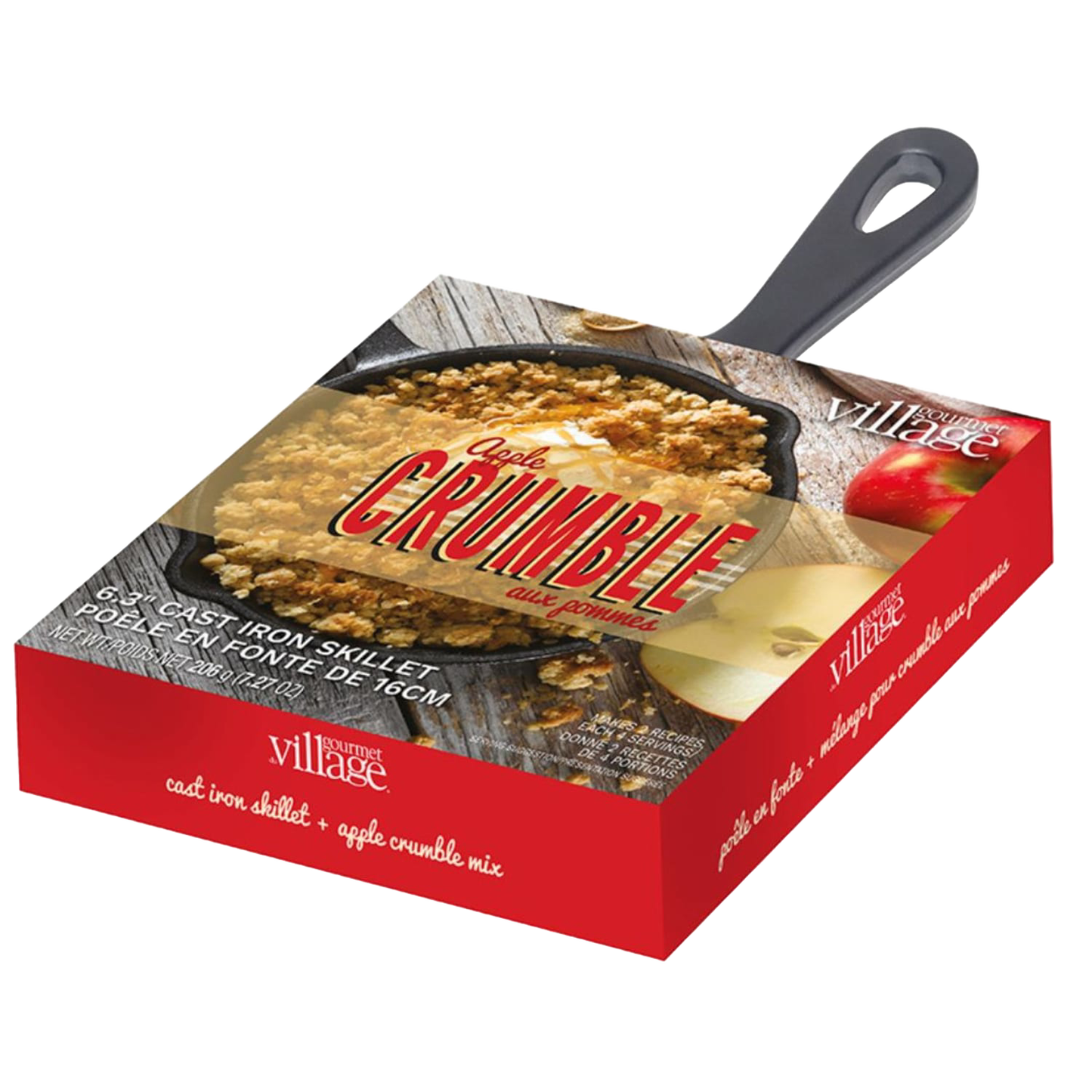 Unique handcrafted apple crumble mix packaged with a 6-inch cast iron skillet, perfect for Kitchen & Food, Dry Goods and Mixes, Best Sellers, and Promo Eligible collections.