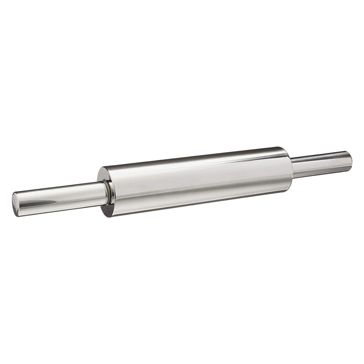 Sleek stainless steel rolling pin with smooth handles and nylon bearings for effortless dough rolling, featured in Kitchen & Food, Cookware, Baking Supplies, and Best Sellers collections.