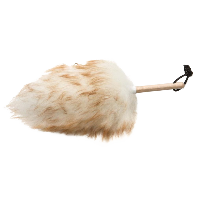 Handcrafted lamb's wool duster with natural lanolin-rich fibers and a smooth wooden handle, designed for effective dust attraction in Home & Decor, Household Cleaning, and USA Made collections.