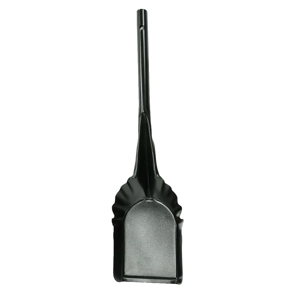 Handcrafted steel ash shovel with a wide scoop and ergonomic handle, made in USA, designed for easy ash removal from fireplaces and wood stoves, featured in Hearth Accessories and Stoves collections.