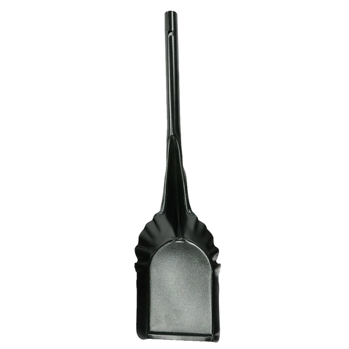 Handcrafted steel ash shovel with a wide scoop and ergonomic handle, made in USA, designed for easy ash removal from fireplaces and wood stoves, featured in Hearth Accessories and Stoves collections.