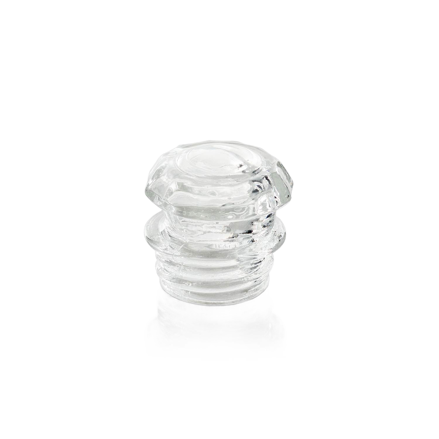 Clear glass replacement knob with a rounded top and grooved sides, crafted for percolator use, suited for Kitchen & Food and Brewing Coffee and Tea collections.