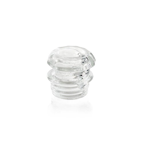 Clear glass replacement knob with a rounded top and grooved sides, crafted for percolator use, suited for Kitchen & Food and Brewing Coffee and Tea collections.