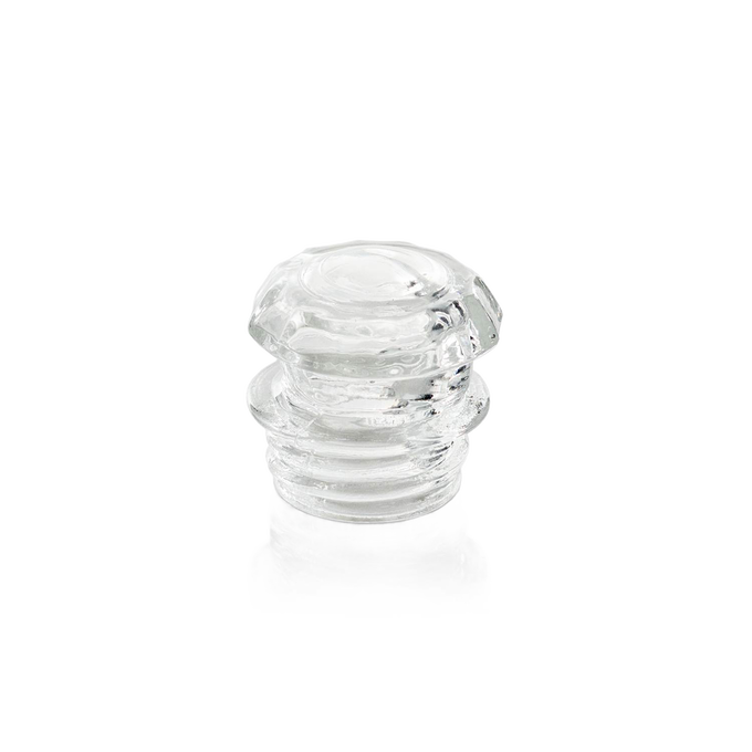 Clear glass replacement knob with a rounded top and grooved sides, crafted for percolator use, suited for Kitchen & Food and Brewing Coffee and Tea collections.