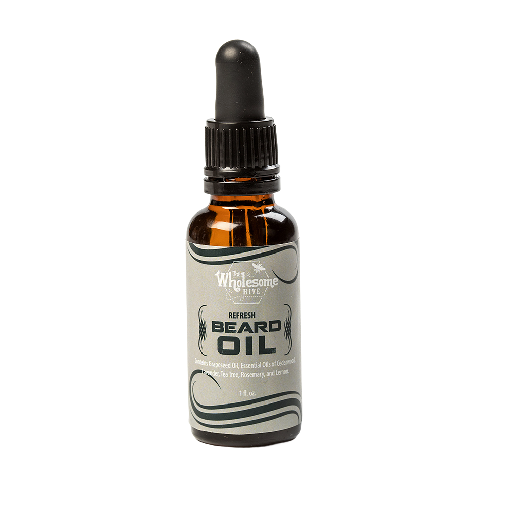 Unique handcrafted amber glass bottle of locally-made beard oil with dropper cap, featuring natural ingredients for grooming in Health & Wellness, USA Made, and Best Sellers collections.