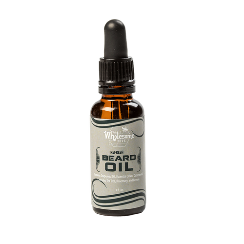 Unique handcrafted amber glass bottle of locally-made beard oil with dropper cap, featuring natural ingredients for grooming in Health & Wellness, USA Made, and Best Sellers collections.