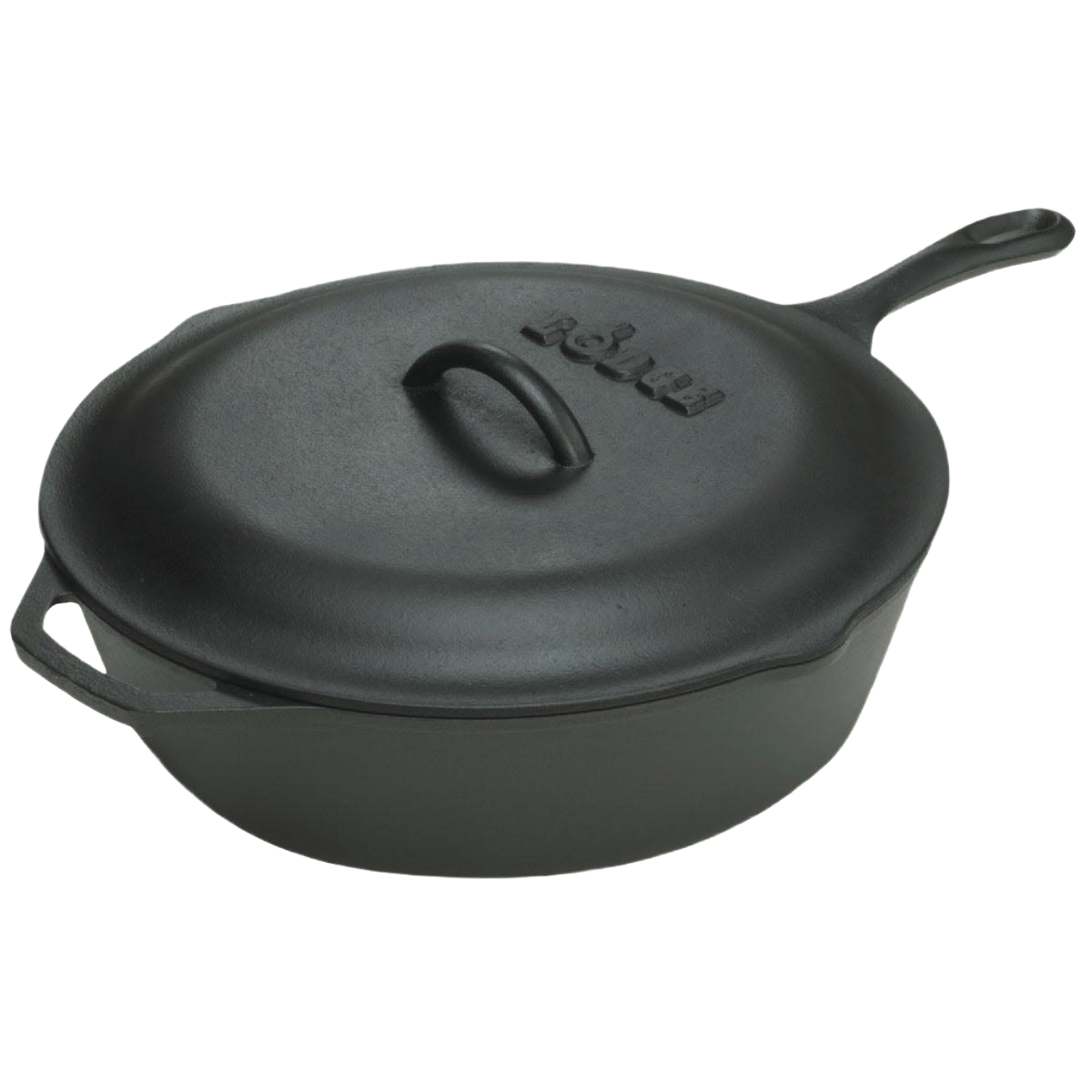 Extra deep cast iron chicken fryer with lid featuring self-basting nubs and skillet-style handle, pre-seasoned for even heating, ideal for Kitchen & Food and Cast Iron collections.