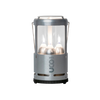 Handcrafted durable candle lantern with three burning candles protected by glass and metal frame, perfect for camping, farm, garden, emergency supplies, and outdoor lighting needs.