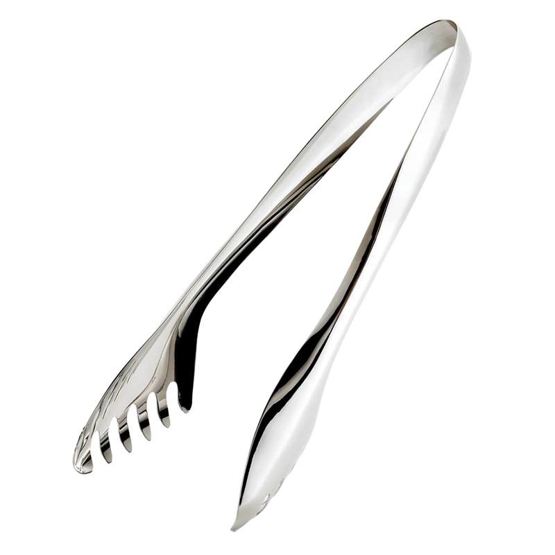 Heavy gauge stainless steel salad tongs with claw edges and mirror finish, designed for easy serving in Kitchen & Food, Storage and Serving, Best Sellers, and Promo Eligible collections.