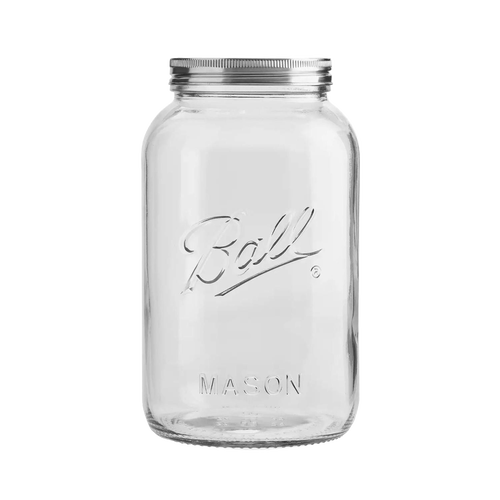 Handcrafted large decorative storage jar with clear glass body and stainless steel airtight lid, ideal for organizing pantry or home in Kitchen & Food and Home & Decor collections.