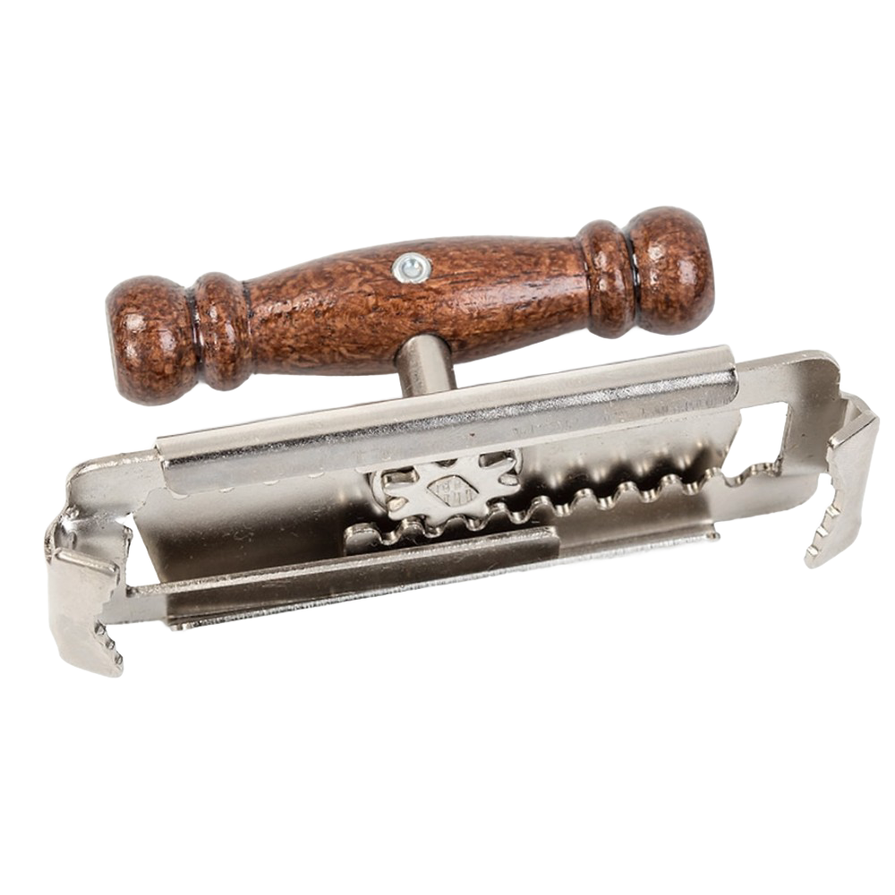 Jar opener tool with chromed steel jaws and turned wooden handle designed to grip and twist tight jar lids, ideal for those with limited hand mobility in Kitchen Gadgets and Cooking Helpers collections.