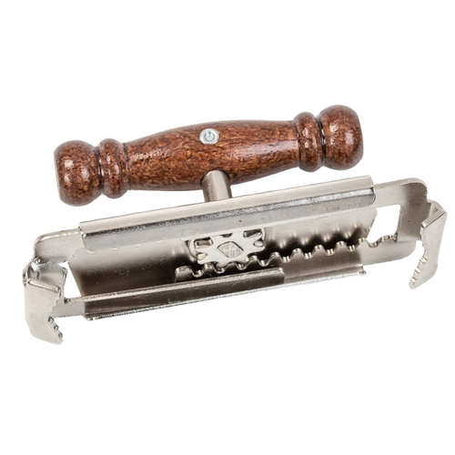 Jar opener tool with chromed steel jaws and turned wooden handle designed to grip and twist tight jar lids, ideal for those with limited hand mobility in Kitchen Gadgets and Cooking Helpers collections.