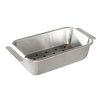 Aluminum loaf pan with a perforated trivet for fat draining, featuring sturdy handles and reinforced rims, crafted in the USA; ideal for Kitchen & Food, Cookware, Baking Supplies, and Pots and Pans collections.