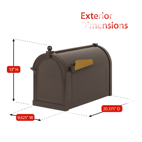Handcrafted bronze and gold mailbox with a personalized address flag, designed to enhance curb appeal, made in USA, ideal for Home & Decor and Mailboxes and Address Signs collections.