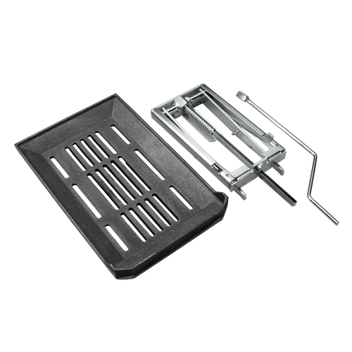 Metal grate and adjustable steel frame assembly designed to modify firebox height in cookstoves, featured in Stoves, Cookstoves, and Hearth Accessories collections.