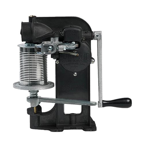 Manual hand-crank can sealer made of durable cast aluminum, designed to seal No. 2 cans quickly and efficiently, ideal for kitchen, food preservation, and canning use.