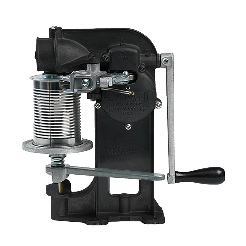 Manual hand-crank can sealer made of durable cast aluminum, designed to seal No. 2 cans quickly and efficiently, ideal for kitchen, food preservation, and canning use.