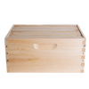 Handcrafted Amish-made wooden 8-frame deep bee box with dovetail joints and built-in handle, designed for lighter lifting in beekeeping and farm tool collections.