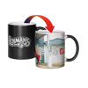 Matte black ceramic coffee mug revealing a colorful Lehman’s storefront image when filled with hot liquid, perfect for Kitchen & Food, Brewing Coffee and Tea, Dinnerware, USA Made, and Best Sellers collections.