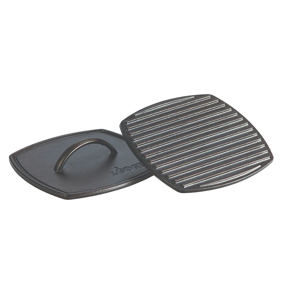 Handcrafted cast iron panini press with a ridged grilling surface and sturdy handle, made in USA, perfect for Kitchen & Food, Cookware, Cast Iron, and Best Sellers collections.