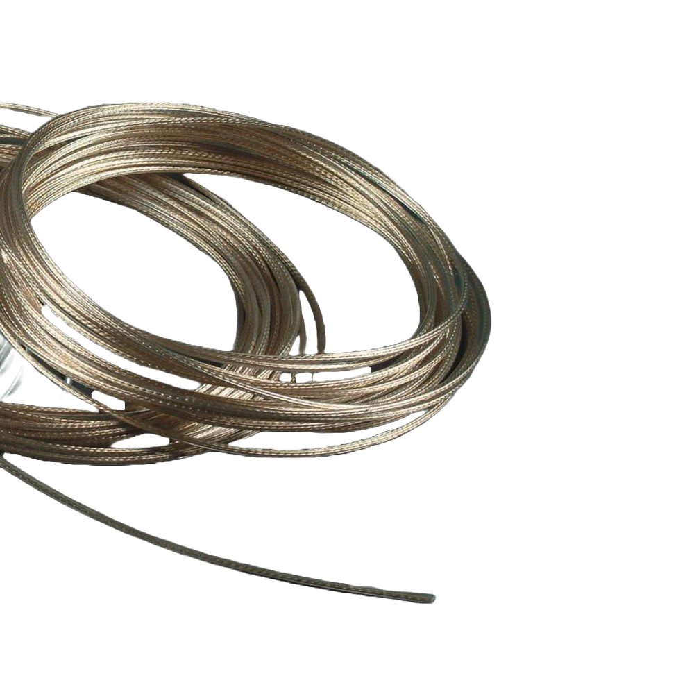 Coiled 12-strand brass-plated clothesline cable with flexible, durable wire wrapped in protective vinyl, ideal for Home & Decor, Laundry Supplies, and Drying Accessories collections.