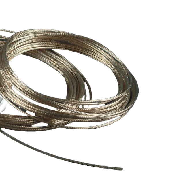 Coiled 12-strand brass-plated clothesline cable with flexible, durable wire wrapped in protective vinyl, ideal for Home & Decor, Laundry Supplies, and Drying Accessories collections.