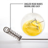 Angled stainless steel coil whisk designed for easy mixing with a close-up inset showing the whisk blending beaten eggs, featured in Kitchen & Food and USA Made collections.