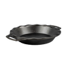 Seasoned 9-inch cast iron pie pan with dual handles for easy lifting, known for even heat retention, handcrafted in the USA, ideal for Kitchen & Food, Cookware, and Baking Supplies collections.