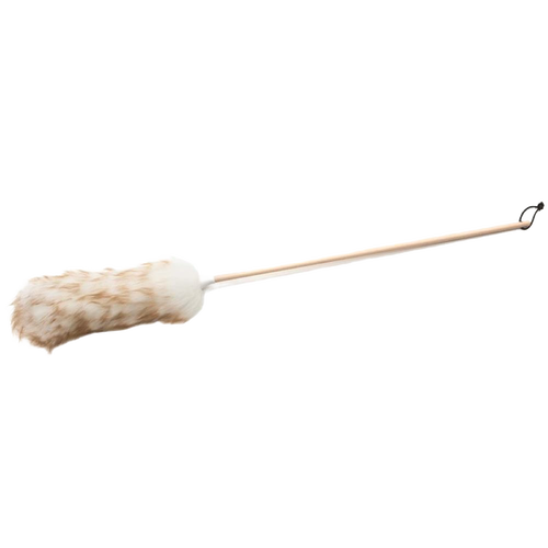 Handcrafted lamb’s wool duster with soft natural fibers on a smooth wooden handle, designed for gentle dusting in Home & Decor and Household Cleaning collections, made in USA.
