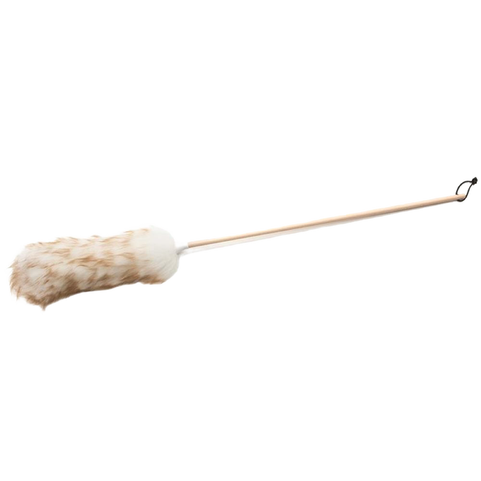 Handcrafted lamb’s wool duster with soft natural fibers on a smooth wooden handle, designed for gentle dusting in Home & Decor and Household Cleaning collections, made in USA.