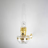Handcrafted clear oil lamp with polished brass fittings and glass chimney, designed for wall mounting, ideal for Farm, Garden & Tool, Lamps & Lighting, and Emergency Supplies collections.