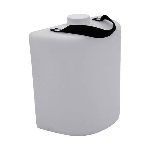 White plastic liquid waste container with a wide screw-top lid and black carrying strap, designed for use with composting toilets, featured in appliances and best sellers collections.