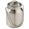 Brushed stainless steel milk can with welded bail tabs and a secure lid, holding up to 1 gallon, perfect as farmhouse decor or functional storage in Home & Decor and Farm collections.