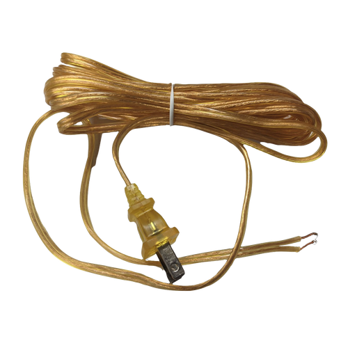 Bundle of amber electric wire with a vintage-style plug designed for lamp and lighting conversion, featured in Electric Conversion and Emergency Supplies collections.