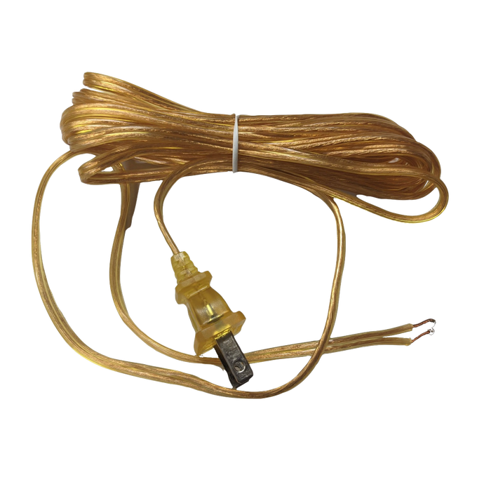 Bundle of amber electric wire with a vintage-style plug designed for lamp and lighting conversion, featured in Electric Conversion and Emergency Supplies collections.