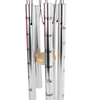 Handcrafted silver metal wind chime with wooden striker, hand-tuned for rich tones, perfect for Farm, Garden & Tool, Garden Accessories, Best Sellers, and Promo Eligible collections.