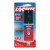 Tube of quick-setting epoxy adhesive with dual applicator tips in red, blue, and white packaging, designed for use in lamps and lighting repairs and accessories.