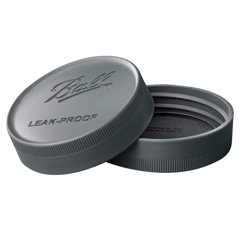 Set of two matte gray leak-resistant storage lids for regular mouth jars, featuring a secure one-piece screw-on design, perfect for Kitchen & Food, Storage and Serving, Best Sellers, Promo Eligible collections.