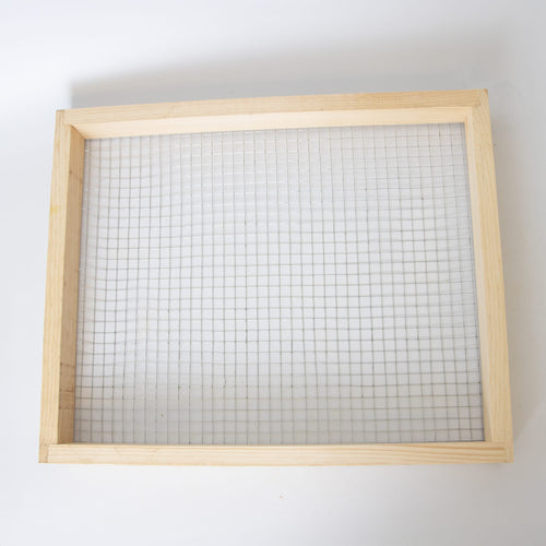Handcrafted Amish made wooden frame with fine metal mesh, designed as a durable feeder accessory for beekeeping, part of Farm, Garden & Tool and USA Made collections.