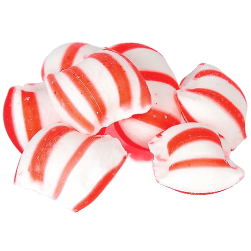 Handcrafted red and white striped sugar puffs with a light, airy texture, made in the USA, ideal for Kitchen & Food, Snacks and Sweets, USA Made, Best Sellers, and Promo Eligible collections.